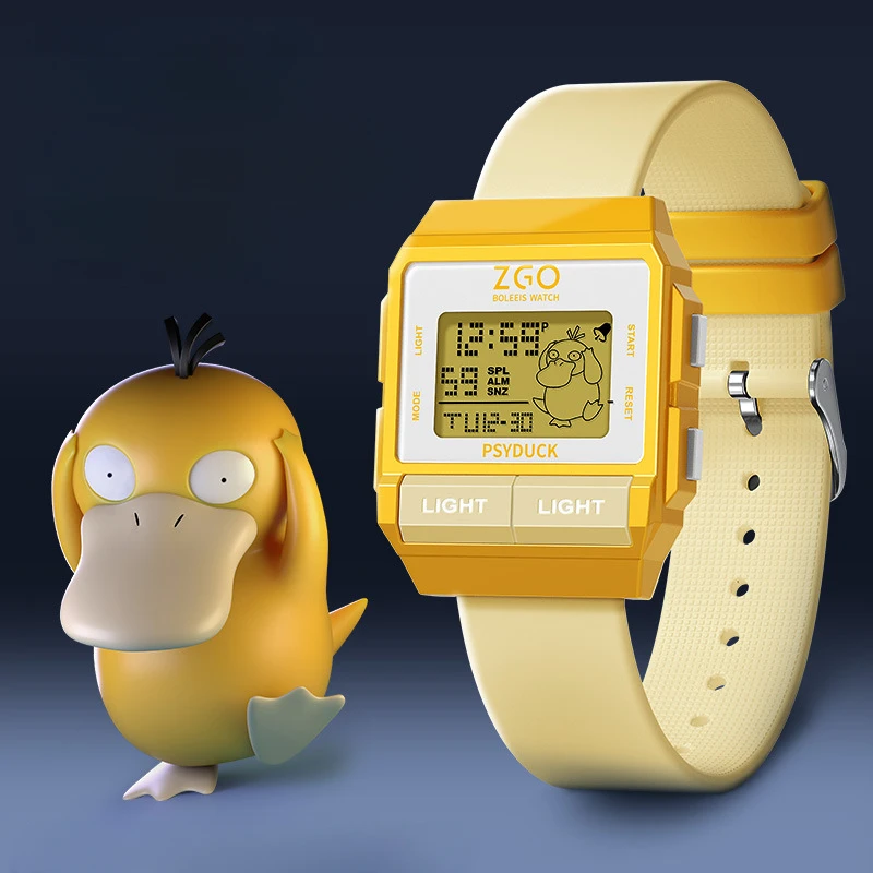 

Original Pokemon Joint ZGO Anime Watches Psyduck Charmander Waterproof Luminous Sports Electronic Watch Boy Girl Student Gifts