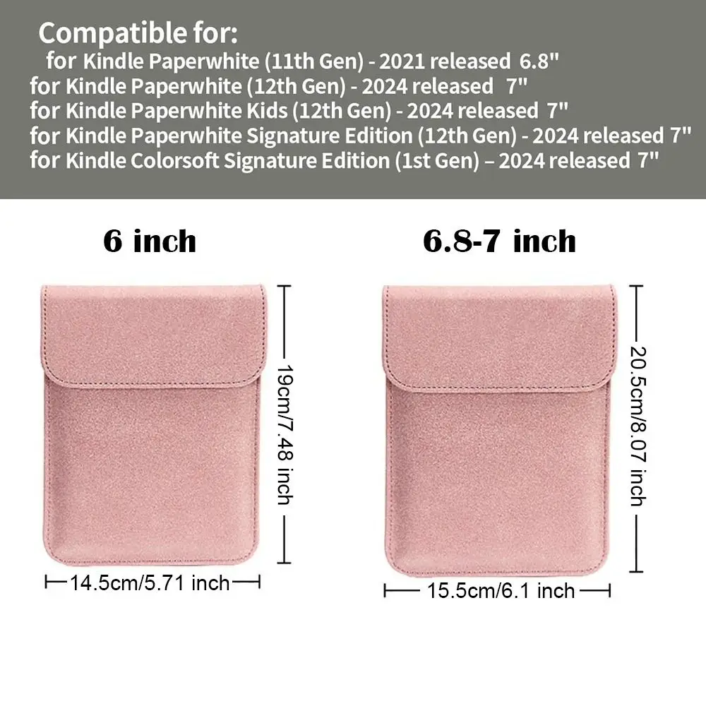 Premium PU Leather e-Reader Sleeve - 6.8 to 7 Inch Protection Case