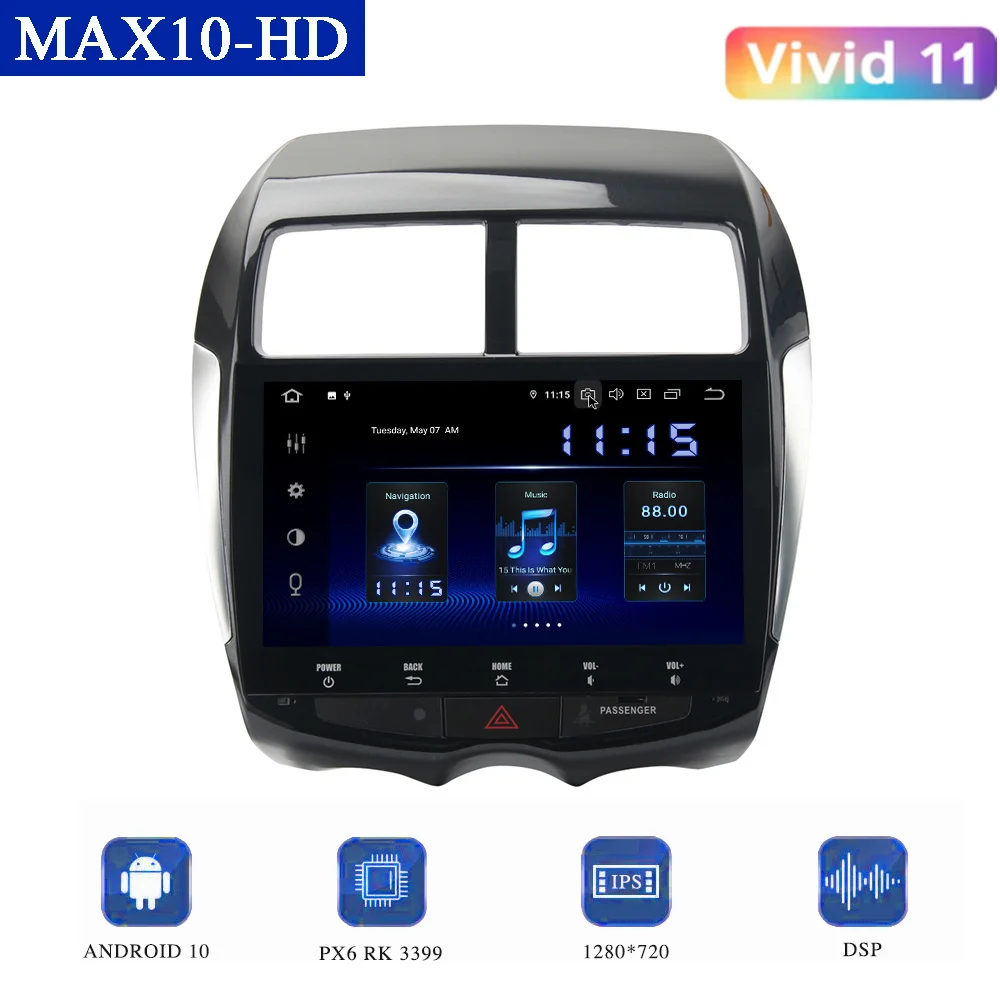 

10.2" Android 10.0 Car Radio for Mitsubishi ASX Peugeot 4008 Citroen C4 2007 2017 DSP Autoradio CarPlay GPS Navi 4GB+64GB