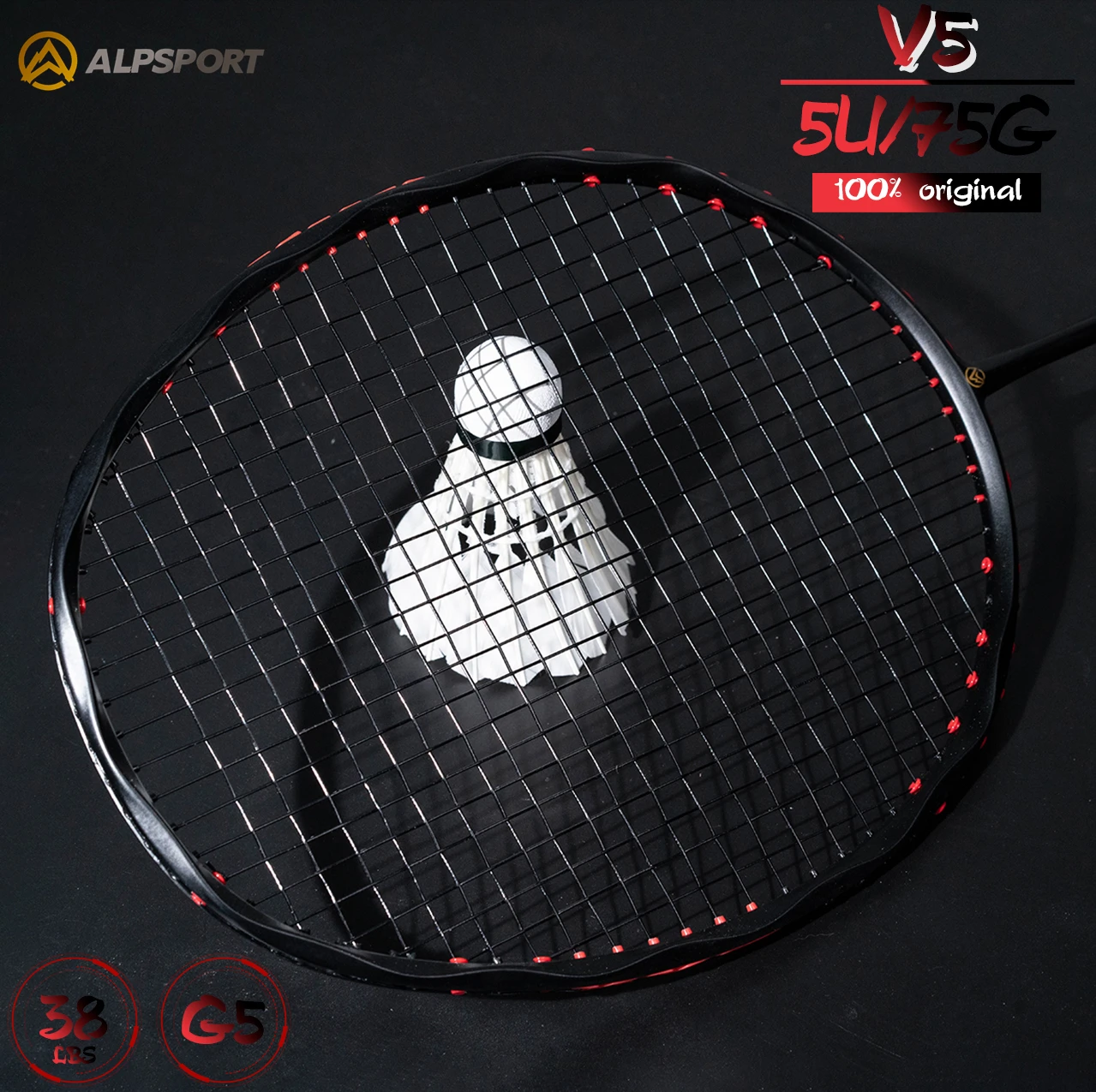 Alpsport V5 프로페셔널 에디션 2PCS/Lot 5U 새로운 웨이브 프레임 풀 카본 파이버 배드민턴 라켓. 라켓과 스트링 포함 수입 야외 스포츠