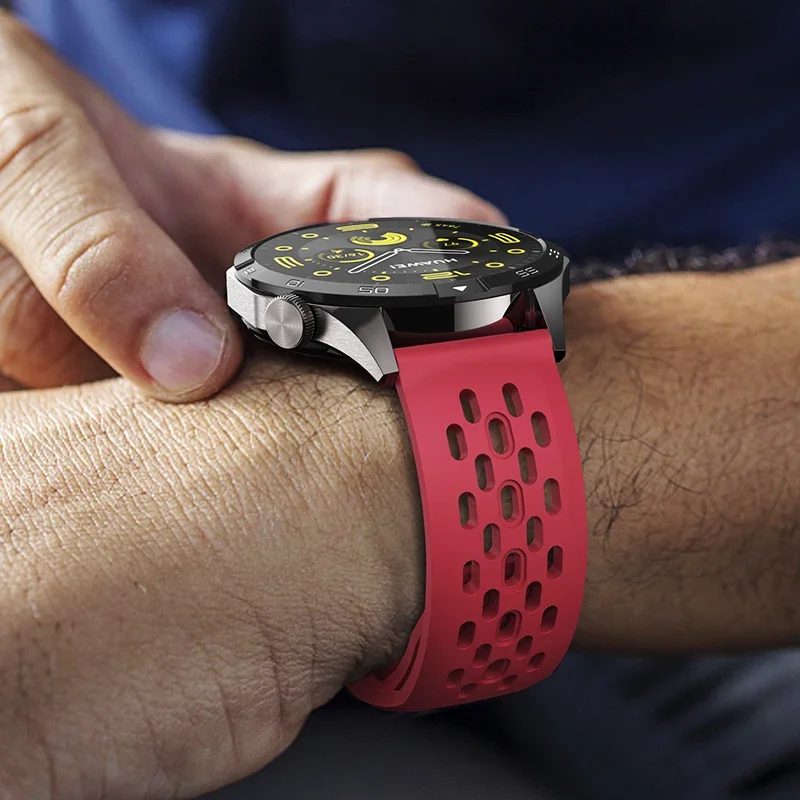 18mm 20mm 22mm hole Silicone Band for Samsung Galaxy Watch 6 5 4 for Huawei GT4 3 GT2 pro bracelet for Garmin Vivoactive 4 strap