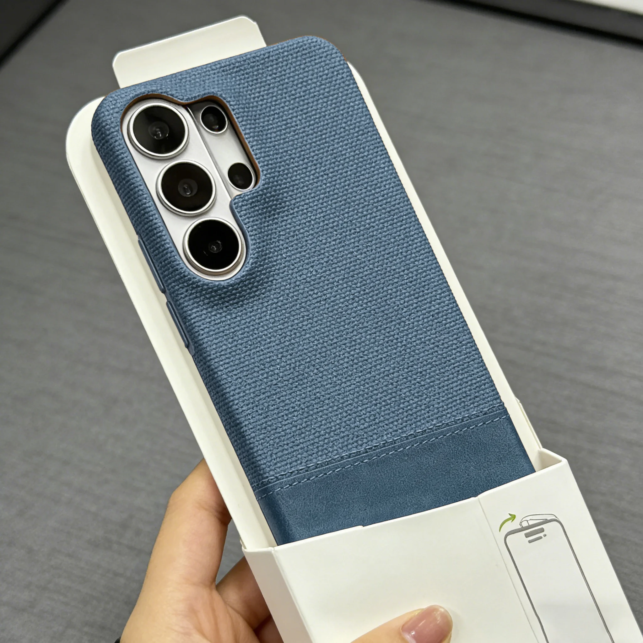 Premium Frameless Splicing Fabric Denim Phone Case - Business Hard Armor Shockproof Cover