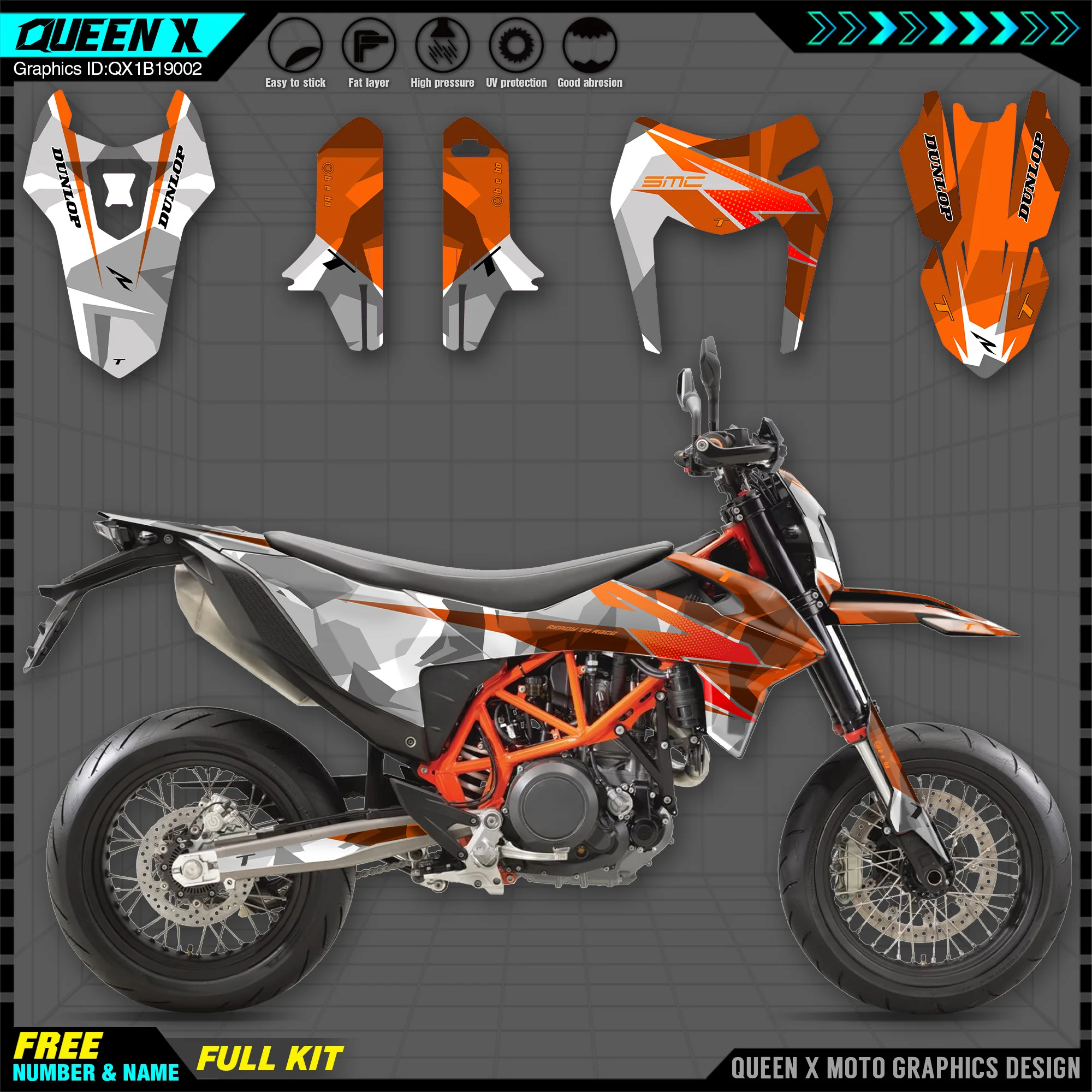

SMC R 690 SMC690 2019-2021 Queen X Motor Team Background Decals for KTM SMC-R SMCR 690 2019 2020 2021 Graphics Stickers Kit