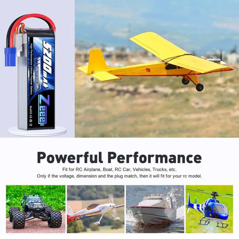 2pcs Zeee 3S Lipo Battery for FPV Drone 11.1V 120C 5200mAh EC5 Plug for RC Car Quadcopter Boat RC Airplane Model RC Parts дрон 5