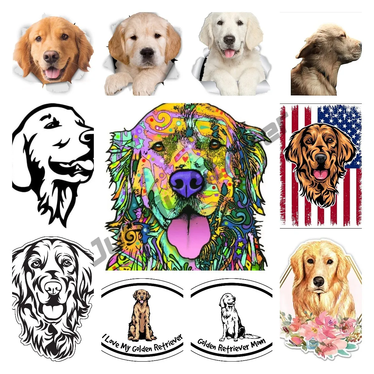 

3D Dog Stickers Golden Retriever Puppy Stickers Wall Car Body Glue Sticker