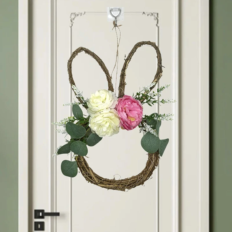 

Easter Bunny Wreath Spring Simulated Wreath Door Hanging Wall Hanging Decoration