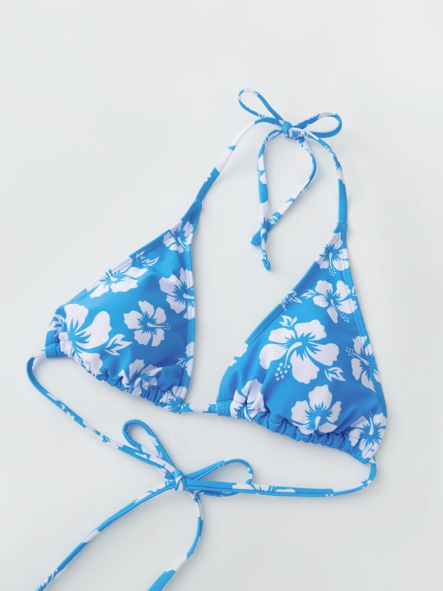 Floral Print Halter Neck Bikini Set with High Cut Bottoms Women s 2-piece Swimsuit for Beach Vacation or Pool Party