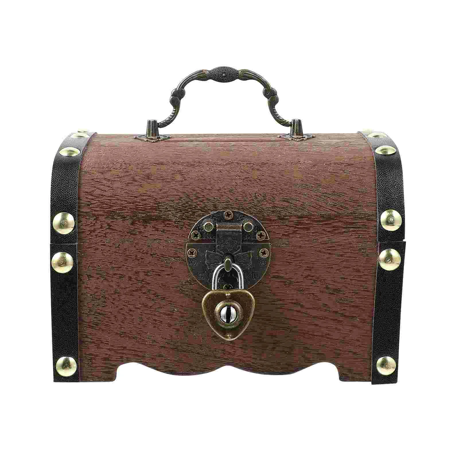 

VICASKY Wooden Treasure Chest Box Money Saving Box Coin Bank Piggy Bank Decorative Wooden Storage Box with Lock