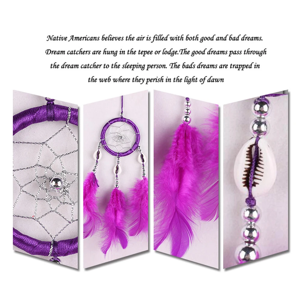 Hanging Circle Dream Catcher Crafts Ornaments Props Monocyclic Wall Decor Craft Round Shell Feather Bead Automobile Accessories