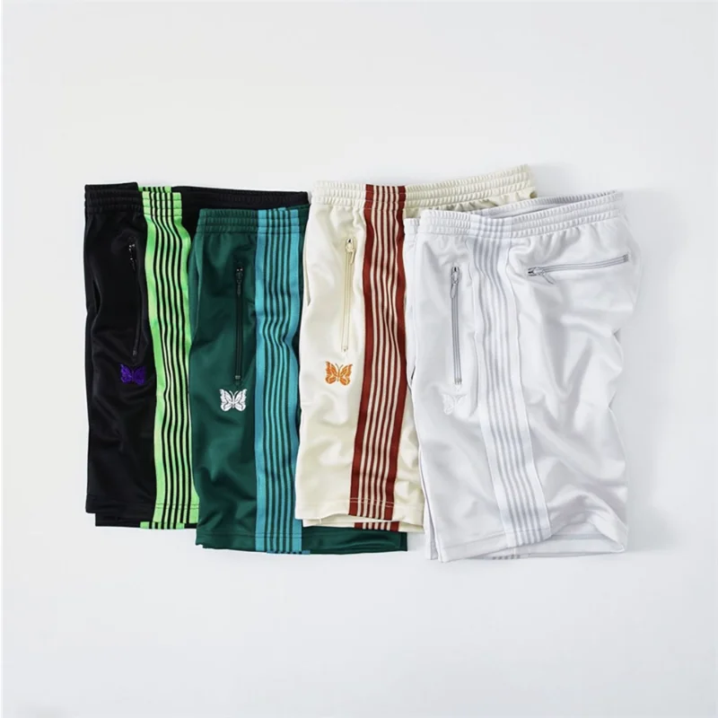 

2023ss Green Needles Shorts Men Women High-Street Needles Shorts Embroidery Butterfly Logo AWGE Track Breeches