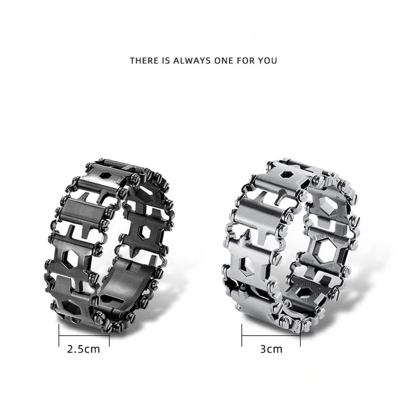 Multifunctional Bicycle Chain Bracelets Stainless Steel Men's and Women's Outdoor Sports Survival Screwdriver Wearable Tools