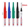 32mm Waterproof Deep Hole Marker Pens Long Nib Head Carpenter Pen Black/Blue/Red Ink for Multi-Purpose Woodworking Hand Tools 2