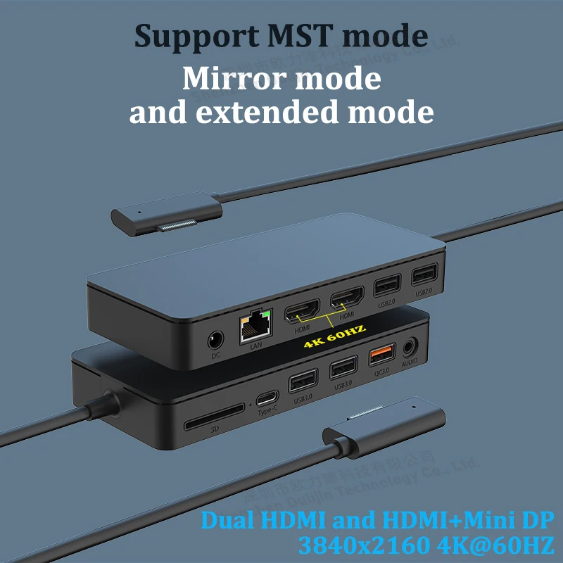 MST HUB USB Connect Dock 2x HDMI Mini DP 4K 60HZ for Microsoft Surface Pro Surface Book Surface Go Surface Laptop Accessories 6