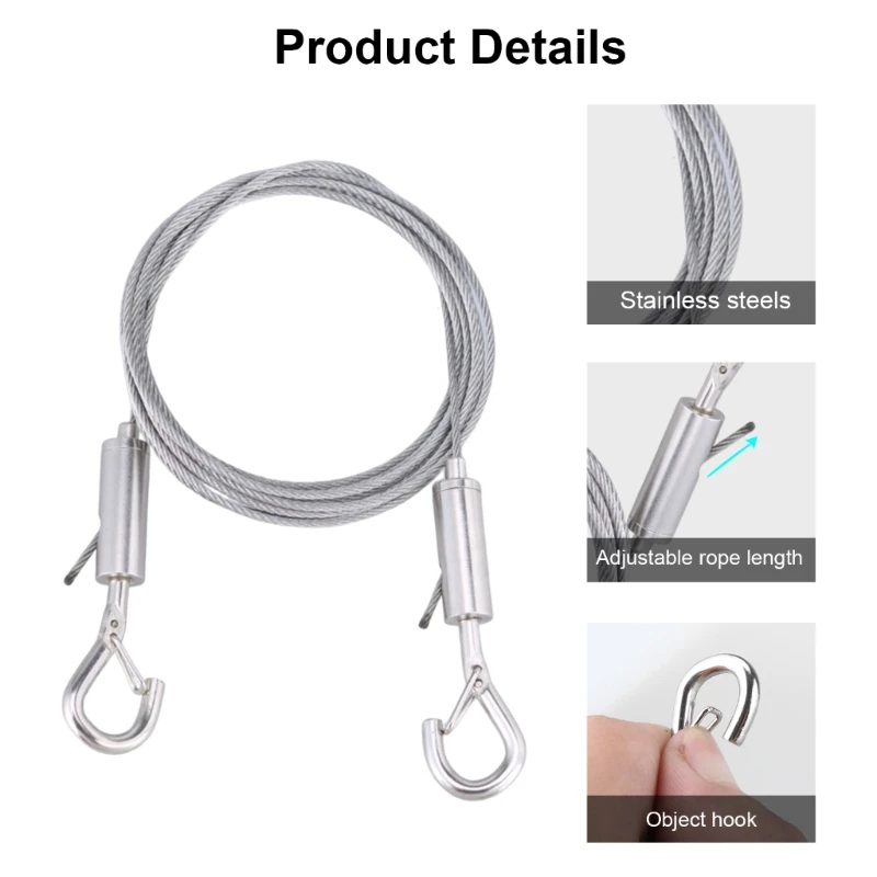 Stainless Steel Cable Hanging set with Adjustable Spring Hook Practical Hanging Cable Heavy Duty for Various Lengths