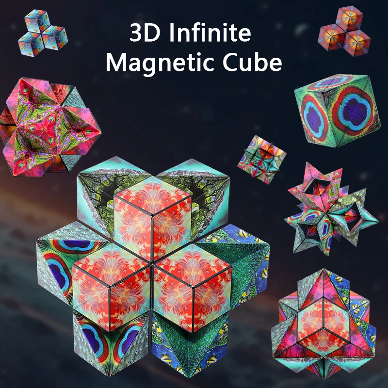 

3D Infinity Magic Cube Stress Relief Toys Puzzle Magnetic Magic Cube Adults Fidget Toys Kids Learning Thinking Children Toys