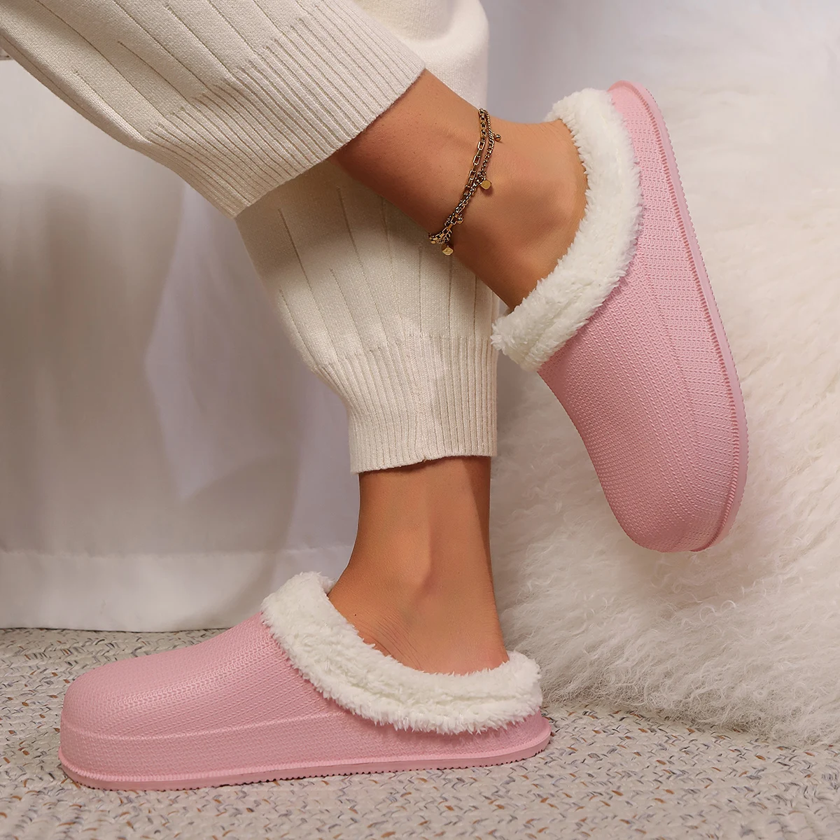 Cozy Platform Slippers House Warm Slippers Slip on Comfortable Memory Foam Slippers Warm Plush Bedroom Shoes for Winter 5