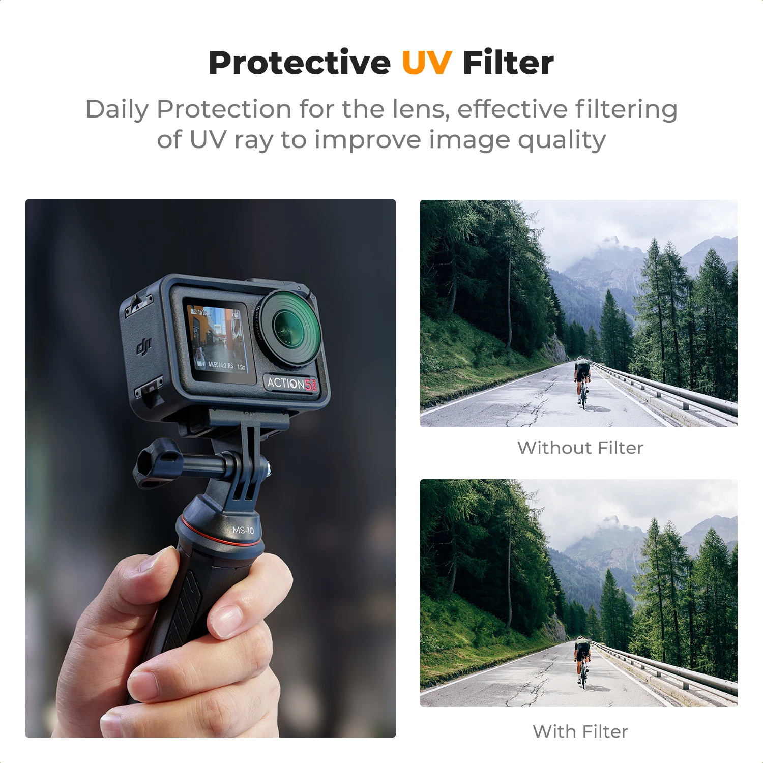 K&F Concept DJI 오즈모 액션 5 프로 / 4 / 3 카메라용 UV 보호 필터, 렌즈의 일상 보호, 이미지 품질 향상