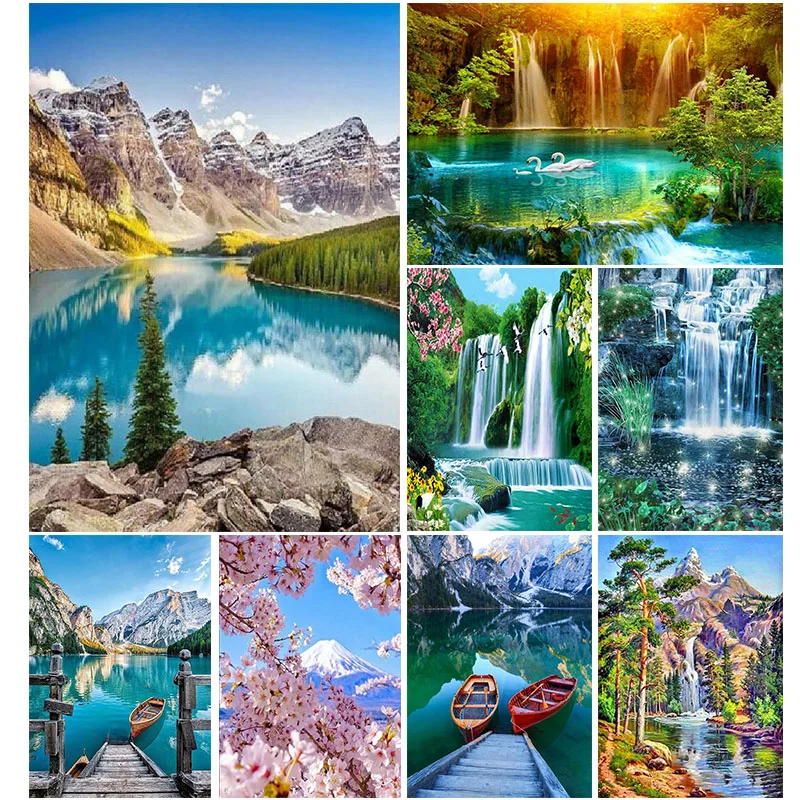 DIY 5D Diamond Painting Scenery Full Round Resin Mosaic Landscape Embroidery Picture Rhinestone Home Decor Art Gift |