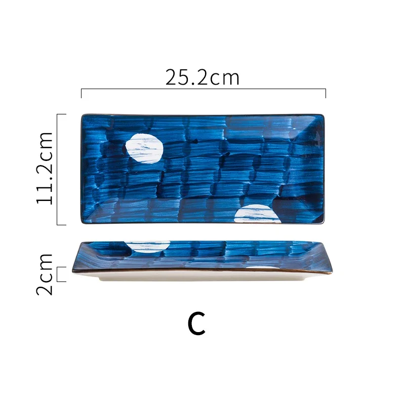 Rectangular Japanese Style Ceramic Dinner Plate Kitchen Sushi Steak Dessert Sushi Porcelain Plates Dining Room Tableware Set