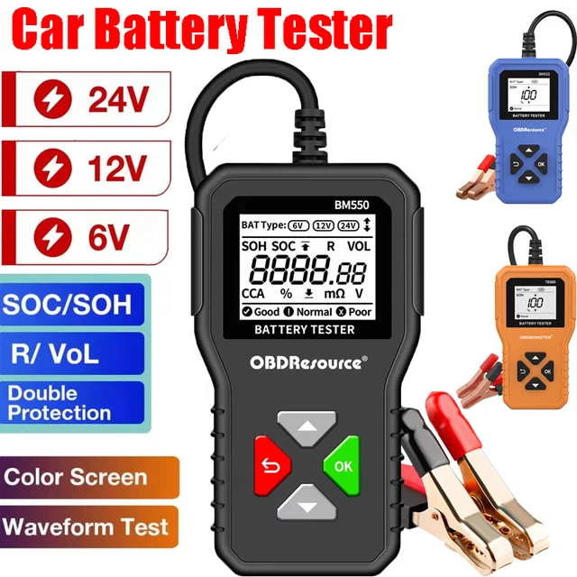 BM550 Car Battery Tester 6V 12V 24V Battery System Detection Car Battery Analyzer 100-2000 CCA Battery Detection Diagnostic Tool