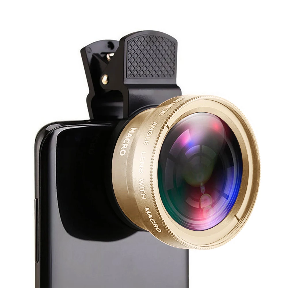 Mobile Phone Lens 0.45X Wide Angle Zoom Macro Lenses Camera Kits With Clip Lens On The Phone For Smartphone Camera Len