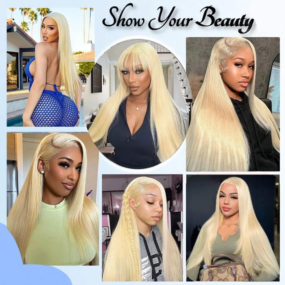 30 Inch Blonde 613 Straight Human Hair Wigs 13x6 HD Lace Frontal Wig 200% Density 613 Lace Front Wigs Human Hair Pre Plucked