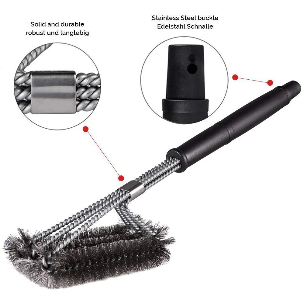 Brosse de nettoyage pour Barbecue, 3 brosses en acier inoxydable en 1, accessoires pour BBQ, meilleur nettoyeur
