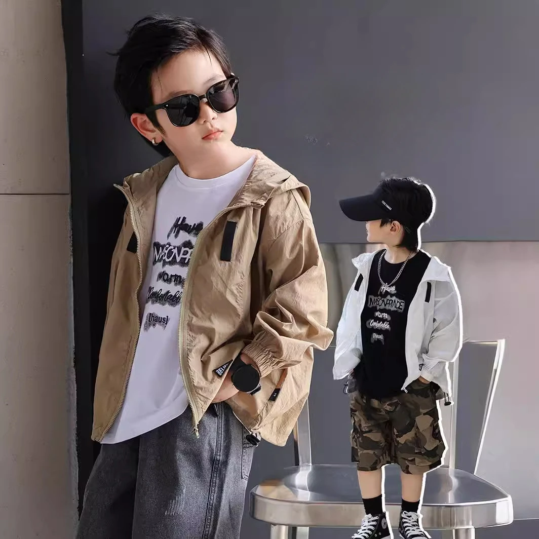 

Boys Sunscreen Clothes Big Boys Summer Thin Hooded Coat, Summer Clothing, Children's Sunscreen Clothes