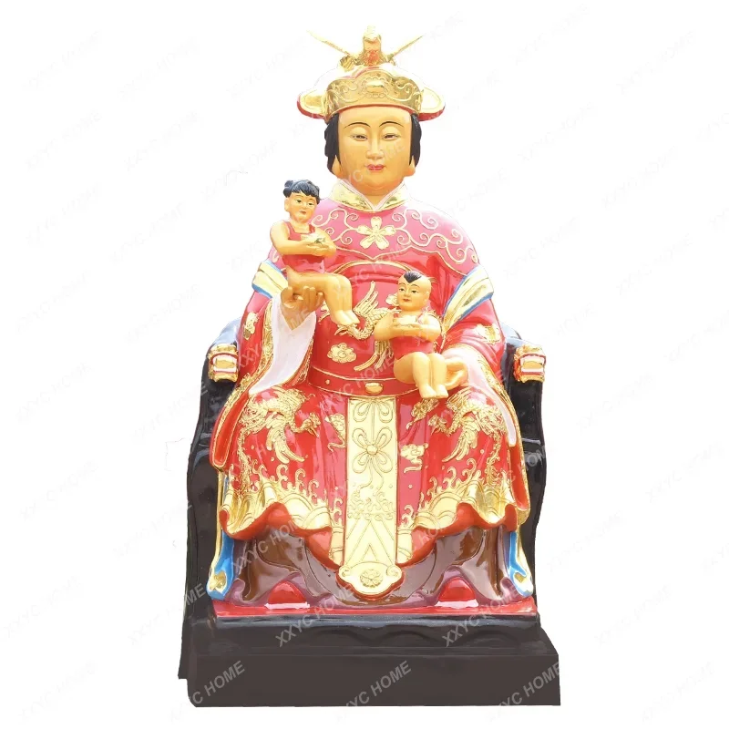 

Gift Mother Statue Resin Fiberglass Buddha Statue Nine-Child Mother-Child Mother-Child Gift Mother-to-Child Grandma Golden