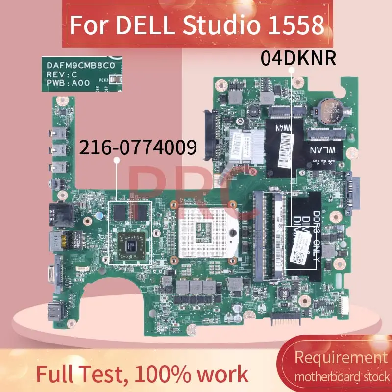para Dell Studio 1558 Computador Portátil Placa-mãe 04dknr Dafm9cmb8c0 Hm55 2160774009 Ddr3 Notebook Mainboard