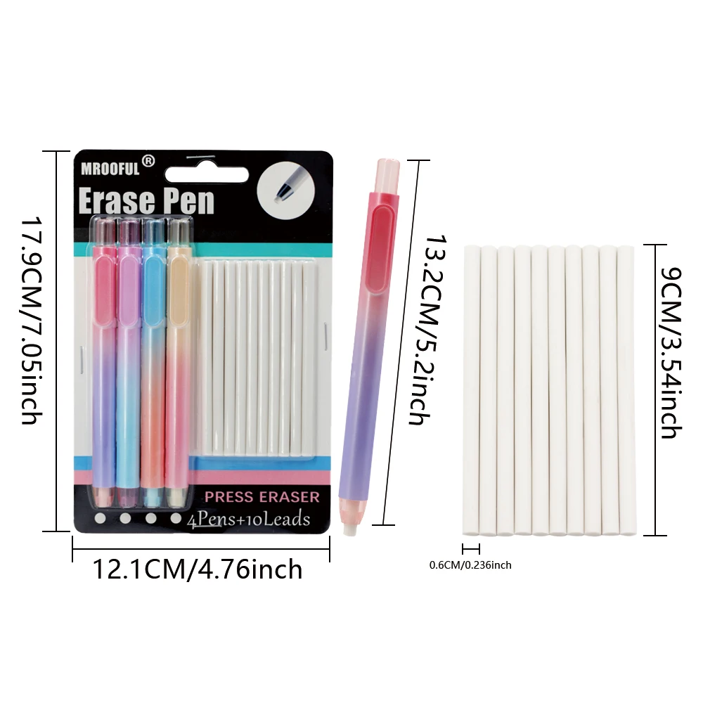 Set Creativo di Gomme a Forma di Penna con 10 Ricariche Sostituibili, per Scuola, Schizzi, Pittura, Scrittura, Accessori per Cancellare - immagine 2