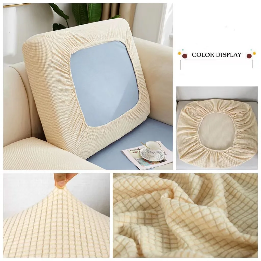 Jacquard Stretchable Sofa Cushion Cover - Washable & Removable Polar Fleece Slipcover