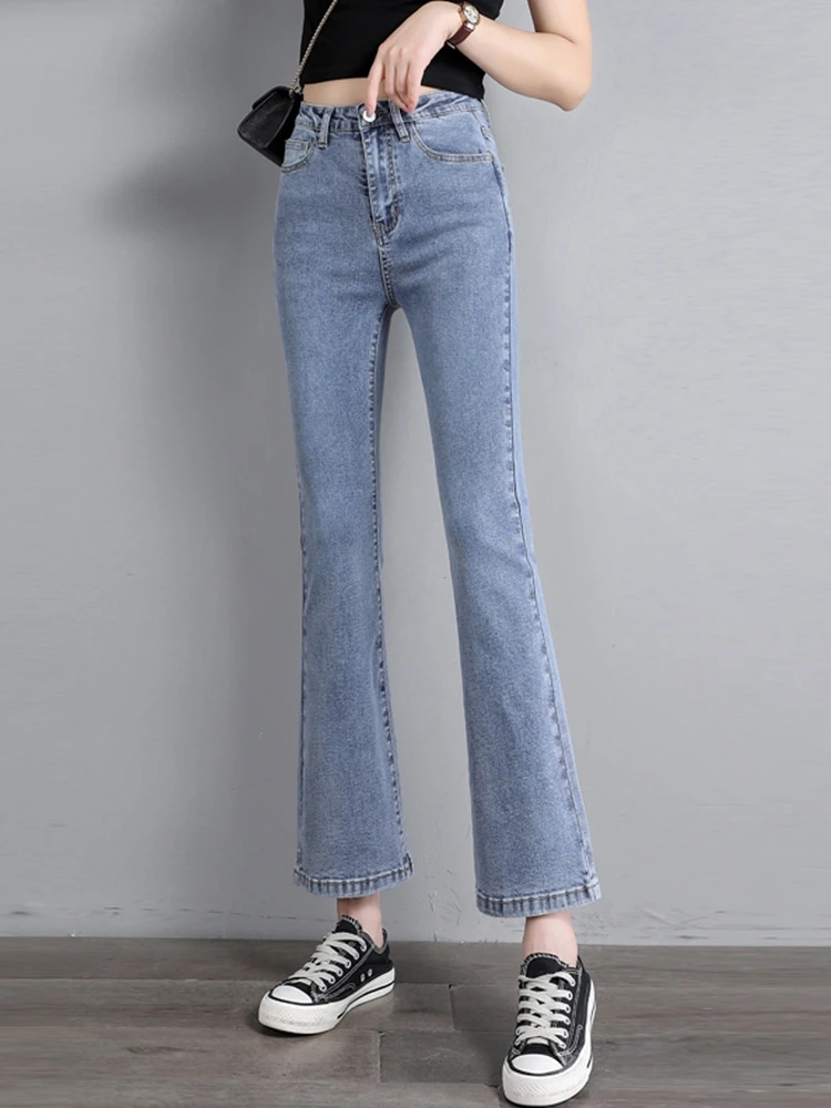 Flared light blue cropped pants