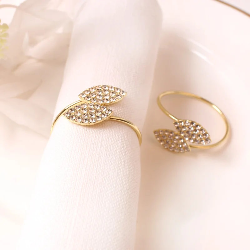 6/12 Pcs Metall Serviette Ringe Halter, Blatt-Gold Serviette Ring, für Hochzeit Party Abendessen Tisch Dekoration – Detail 5