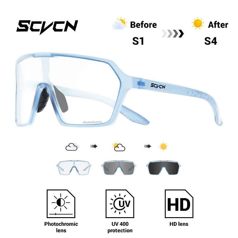 Unisex Photochromic Outdoor Sports Sunglasses - UV400 Protective Eyewear for Cycling, Running, and Hiking