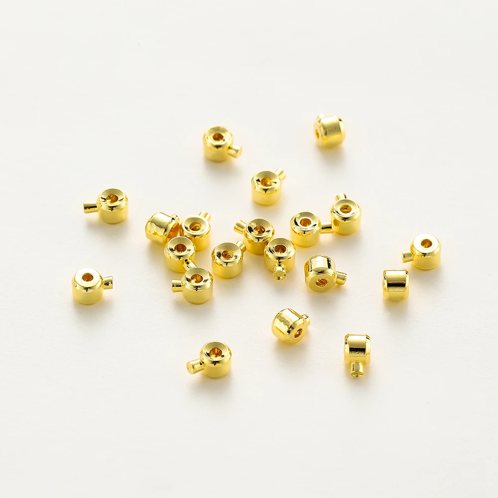20pcs Positioning Clasp 14K 18K Gold Plated Crimp Snap Button Bracelet Necklace Fastener Ball End Cap For DIY Jewelry Findings