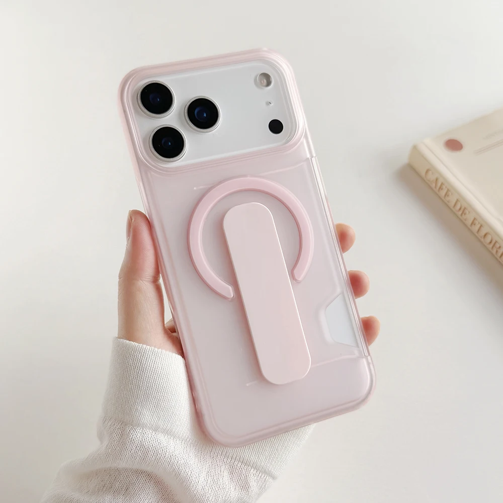 غطاء هاتف مغناطيسي شفاف بتأثير الضباب الجليدي مع ح...