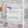 Small Stacking Basket, Open Plastic Bin, Space Saving Organizers, White 5