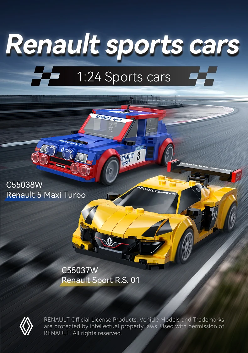 CaDA 1:24 Baustein-Autoset / Renault / Supersportwagen / Retro-Auto / Weihnachtsgeschenk / Kinderspielzeug – Detail 1