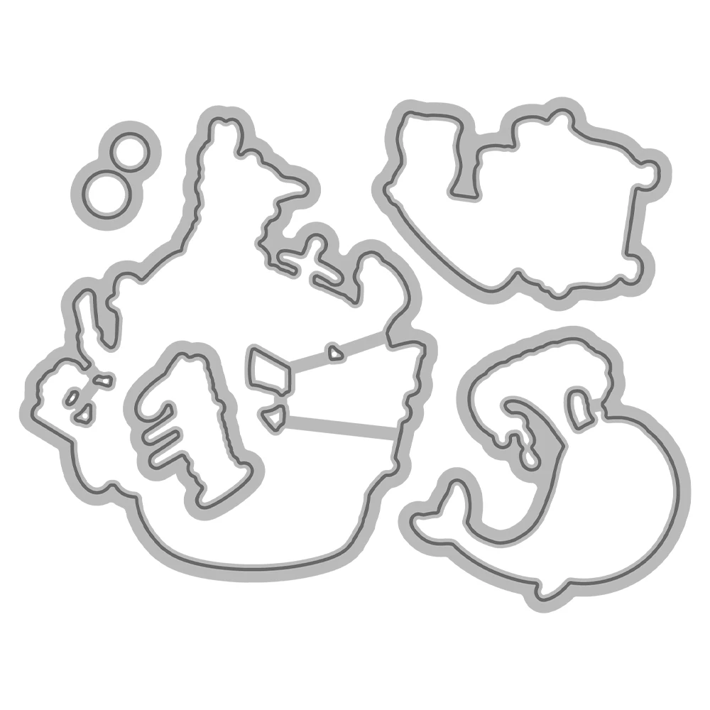 망고크래프트 항해 보트 및 돌고래 동물 절단 투명 스탬프, DIY 스크랩북 금속 다이, 카드 앨범 장 실리콘 스탬프