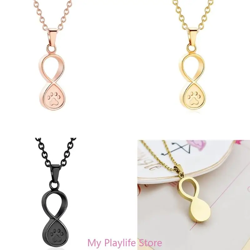Infinity Shape Pet Urn Necklace Stainless Steel Pet Ashes Container Cremation Jewelry for Eternal Love and Memory Supplies