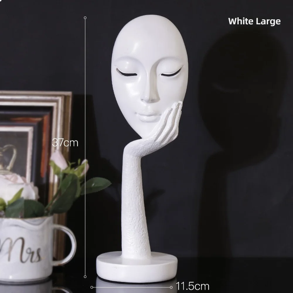 Contemporary Minimalist Female Face Sculpture - Modern Resin Wall Art Decor