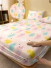 1 Cartoon Cute animal Cat Printed Matte Fitted Sheet, Bedroom Printed Bed Cover, Bedding (Excluding Pillowcases) 1