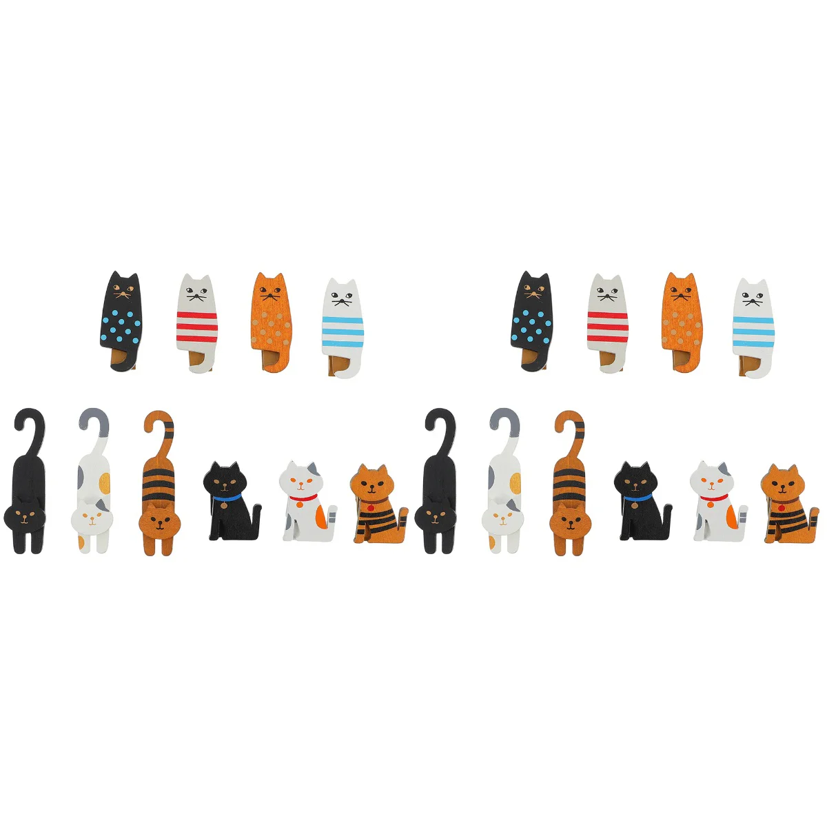 

20 pcs Wooden Clothespin Creative Cat Shaped Clip Photo Memo Postcard Clips