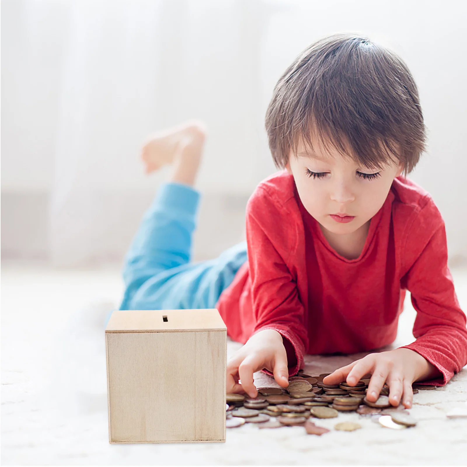 4 Pcs Wooden Piggy Bank Kids Coin Storage Box Money Container Saving Box Change Holder Childrens Piggy Bank Wooden Box For Home 4