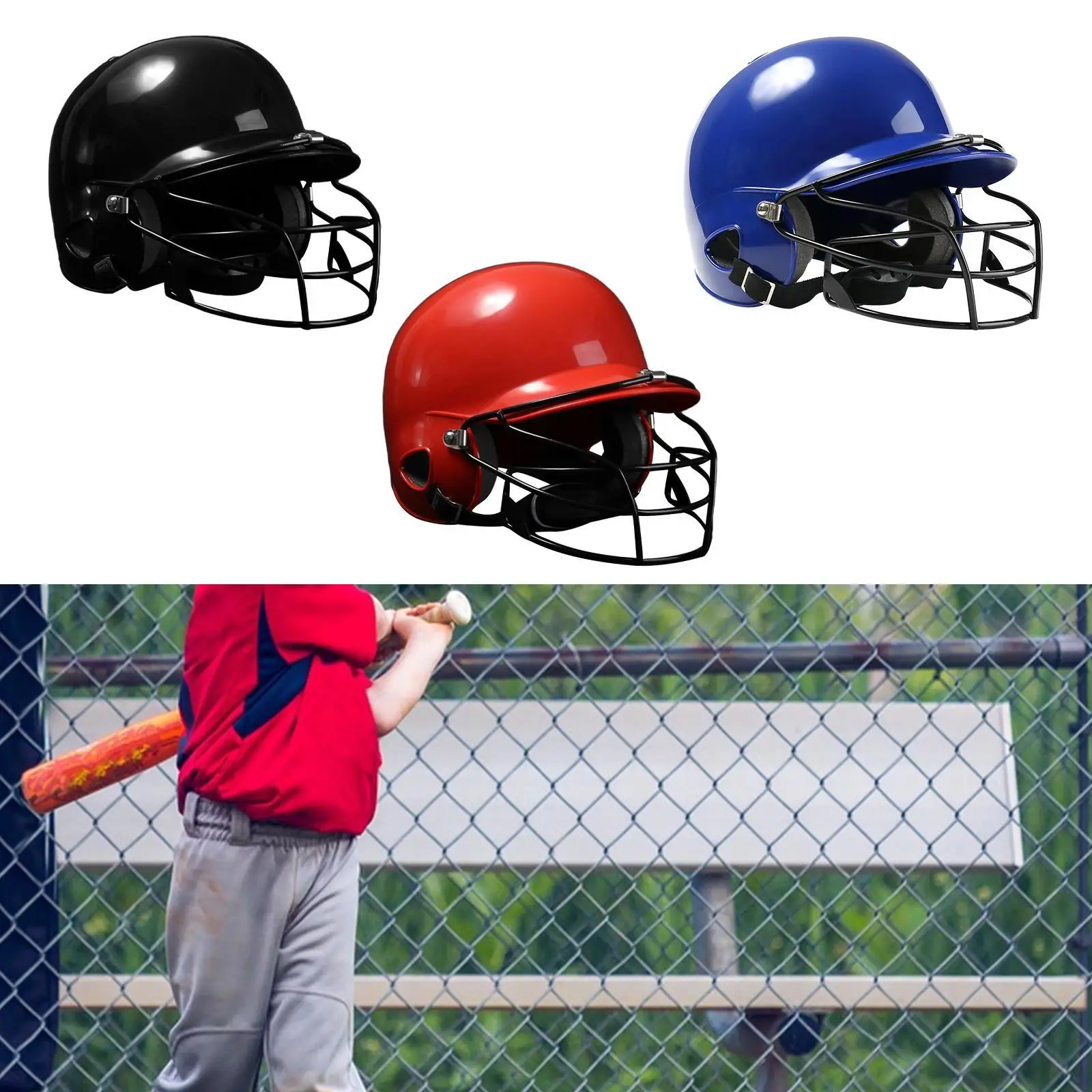 Baseball Batting Helmet with Facemask Sports Softball Helmet Protective Gear