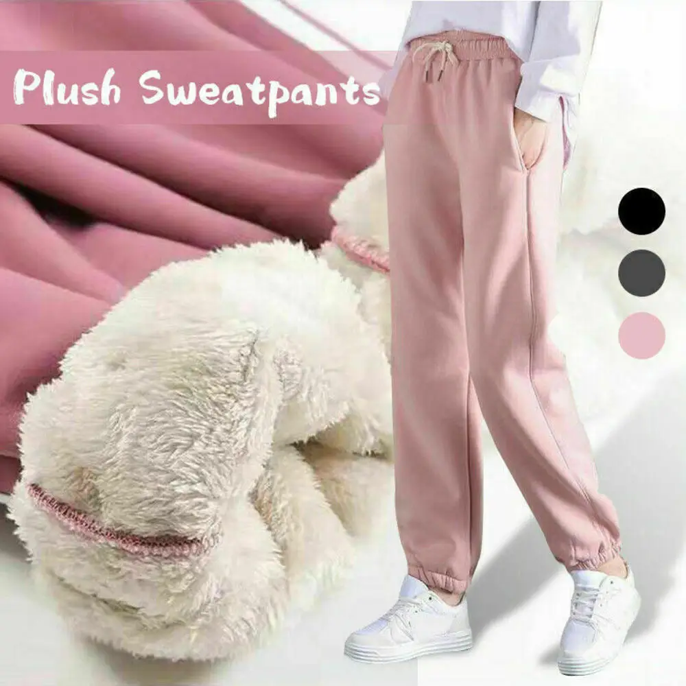 

2022 Winter Warm Women Gym Sweatpants Workout Fleece Trousers Solid Thick Warm Winter Female Running Jogger Sports Pants