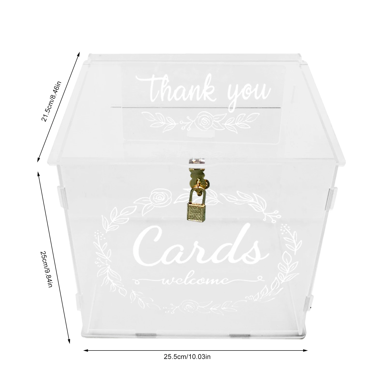 Clear Acrylic Wedding Card Box With Lock, Key & Thank You Sign Stand,  Reception Party Money Gift Card Box in 2023