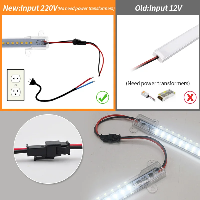 OK-B 리지드 스트립 LED 바 라이트, 통합 형광등, 차가운 흰색, 따뜻한 흰색, T8 T5 LED 튜브, 220V, 30cm, 50cm, 6W, 10W, 1 개, 2 개, 4 개
