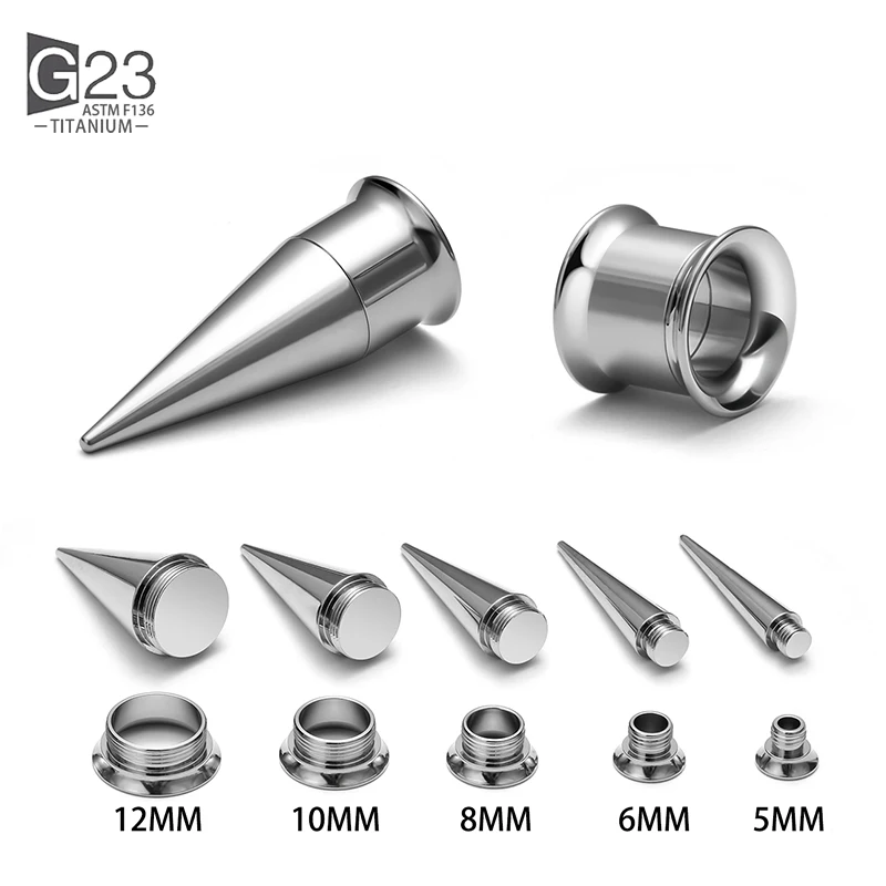 ASTM F136 G23 titanium piercing Ear widening hollow cylindrical inner thread tooth auricle piercing body jewelry